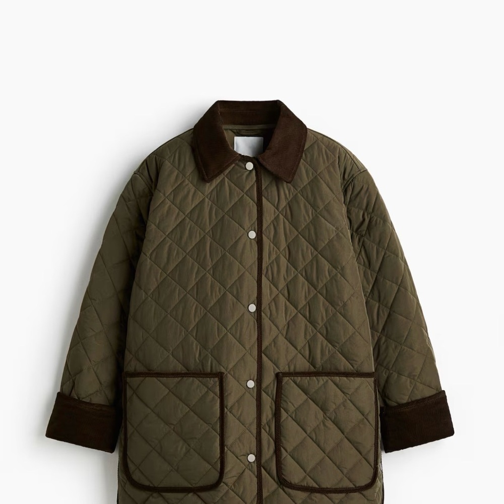 H&M quilted olive green barn jacket